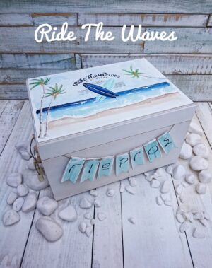 χειροποίητο Σετ βάπτισης ζωγραφισμένο με θέμα surf