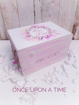 Σετ βάπτισης με χειροποίητο κουτί ζωγραφισμένο ρομαντικό