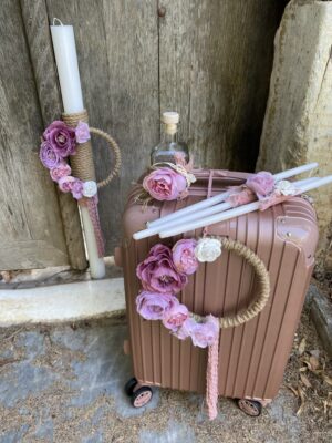 Σετ βάπτισης για κορίτσι με στεφανάκι από λουλούδια