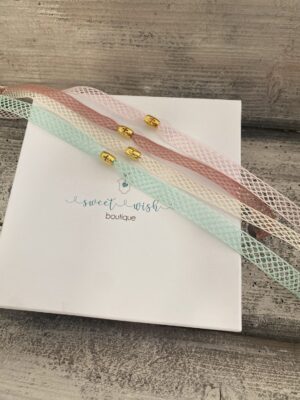 Χειροποίητο μαρτυρικό βάπτισης βραχιολάκι από ελαστική κορδέλα