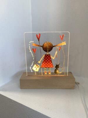 Χειροποίητο ζωγραφισμένο φωτιστικό με usb θήρα