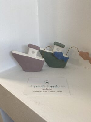 Χειροποίητο κεραμικό διακοσμητικό καραβάκι