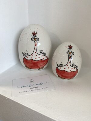 Χειροποίητο κεραμικό Πασχαλινό αυγό κοκοράκι κόκκινο