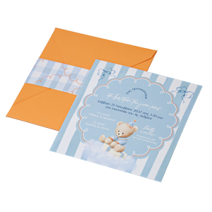 Προσκλητήριο βάπτισης αγοριού με θέμα αρκουδάκι