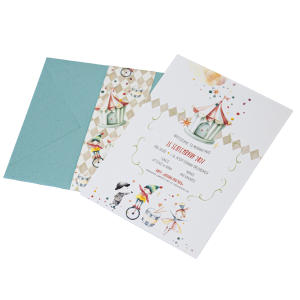 Προσκλητήριο βάπτισης με θέμα τσίρκο