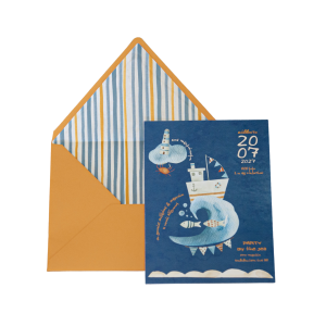 Προσκλητήριο βάπτισης με θέμα θαλασσινό